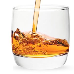GlassWorld Premium Flat Barrel Abstract Imported Crystal Whiskey Scotch Glasses Set (Barware for Scotch, Bourbon, Liquor and Cocktail Drinks)