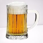 GlassWorld Premium VertLine Stylish 520ml Beer Mugs Clear Heavy Base Beer Glasses