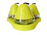 GlassWorld Beautiful Pear Shaped Glass Snack Serving Bowls with Plastic Lids and Tray - Image 2