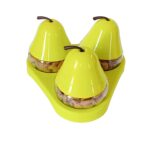 GlassWorld Beautiful Pear Shaped Glass Snack Serving Bowls with Plastic Lids and Tray