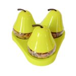 GlassWorld Beautiful Pear Shaped Glass Snack Serving Bowls with Plastic Lids and Tray