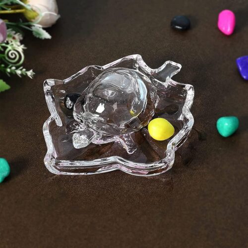 GlassWorld Glass Crystal Turtle with Autumn Leaf Plate for Feng Shui and Vastu Best Gift for Good Luck
