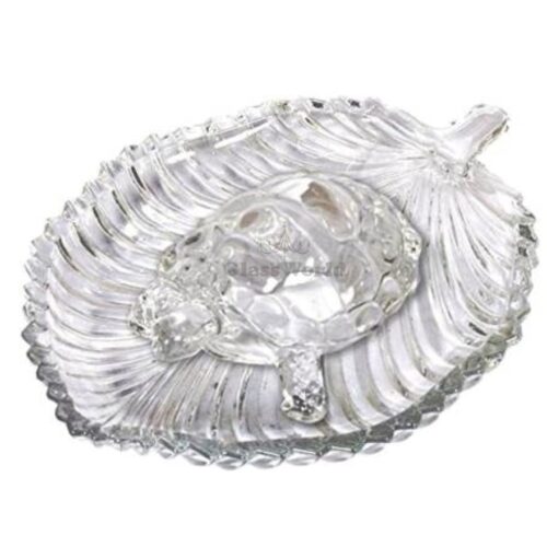GlassWorld Glass Crystal Turtle with Paan Leaf Plate for Feng Shui and Vastu Best Gift for Good Luck