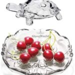 GlassWorld Vastu Feng Shui Crystal Glass Turtle Tortoise with Plate for Good Luck for Office Home (FlowerTray&Turtle)