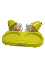 Glass World Glass Pear Shaped Snack Serving Bowls with Plastic Lid and Tray - Image 3