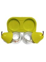 Glass World Glass Pear Shaped Snack Serving Bowls with Plastic Lid and Tray - Image 4