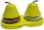 Glass Pear Shaped Snack Serving Bowls with Plastic Lid and Tray