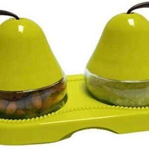 Glass Pear Shaped Snack Serving Bowls with Plastic Lid and Tray