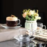Glass World Premium Classic Glass Tea & Coffee Cup and Saucer Set - 180 ML, Transparent Cups for Espresso Cappuccino hot Chocolate, Cups and Saucer Set for Coffee, Green Tea (2 Cup and 2 Saucer) - Image 2