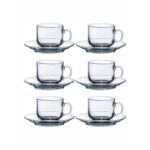 Glass World Premium Classic Glass Tea & Coffee Cup and Saucer Set - 180 ML, Transparent Cups for Espresso Cappuccino hot Chocolate, Cups and Saucer Set for Coffee, Green Tea (2 Cup and 2 Saucer) - Image 4