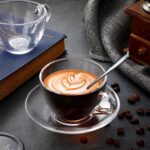 Glass World Premium European Glass Tea & Coffee Cup and Saucer Set - 180 ML, Transparent Cups for Espresso Cappuccino hot Chocolate, Cups and Saucer Set for Coffee, Green Tea (2 Cup and 2 Saucer)