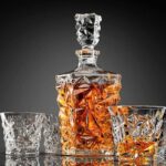 Glass World Premium Solitaire Crystal Decanter Set for Whiskey, Liquor, Scotch, Wine