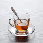 Glass World Premium Square Glass Tea & Coffee Cup and Saucer Set - 180 ML, Transparent Cups for Espresso Cappuccino hot Chocolate, Cups and Saucer Set for Coffee, Green Tea (2 Cup and 2 Saucer) - Image 4