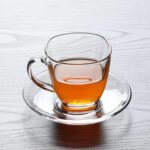 Glass World Premium Square Glass Tea & Coffee Cup and Saucer Set - 180 ML, Transparent Cups for Espresso Cappuccino hot Chocolate, Cups and Saucer Set for Coffee, Green Tea (2 Cup and 2 Saucer)