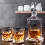 Glass World Premium Twist Crystal Decanter Set for Whiskey, Liquor, Scotch, Wine