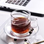 Glass World Premium Vaporise Glass Tea & Coffee Cup and Saucer Set - 180 ML, Transparent Cups for Espresso Cappuccino hot Chocolate, Cups and Saucer Set for Coffee, Green Tea (2 Cup and 2 Saucer)