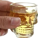 Glass World Skull Shot Glass 60ml ,Heavy Base Clear Shot Glass