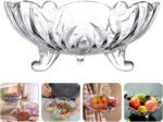 Glass World Tripod Glass Fruit Bowl Plate for Dining Table | Decorative Fruit Snack Dessert Serving Bowl Centerpiece - Image 6