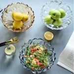 Glass World Wild Flower Big Bowl Plate for Dining Table | Decorative Fruit Snack Dessert Serving Bowl Centerpiece - Image 4