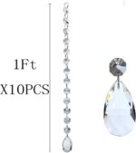 GlassWorld 10Pcs Hanging Teardrop Crystal Strands | Chandelier Pendants Glass Beads - Image 2