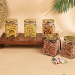 GlassWorld Clear Glass 250ml Square Jar And Container With Air Tight Lid Storage