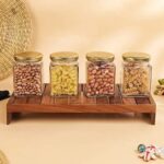 GlassWorld Clear Glass 150ml Square Jar And Container With Air Tight Lid Storage