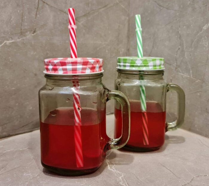 GlassWorld Clear Glass 400ml Mason Jar And Container With Air Tight Lid and Straw