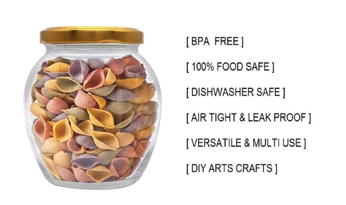 GlassWorld Clear Glass 400ml Matki Jar And Container With Air Tight Lid Storage of Spices and Dry Fruit