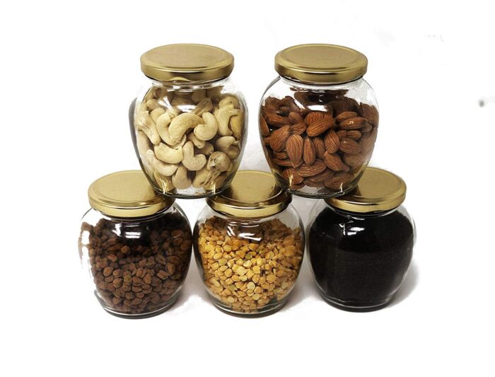 GlassWorld Clear Glass 400ml Matki Jar And Container With Air Tight Lid Storage of Spices and Dry Fruit