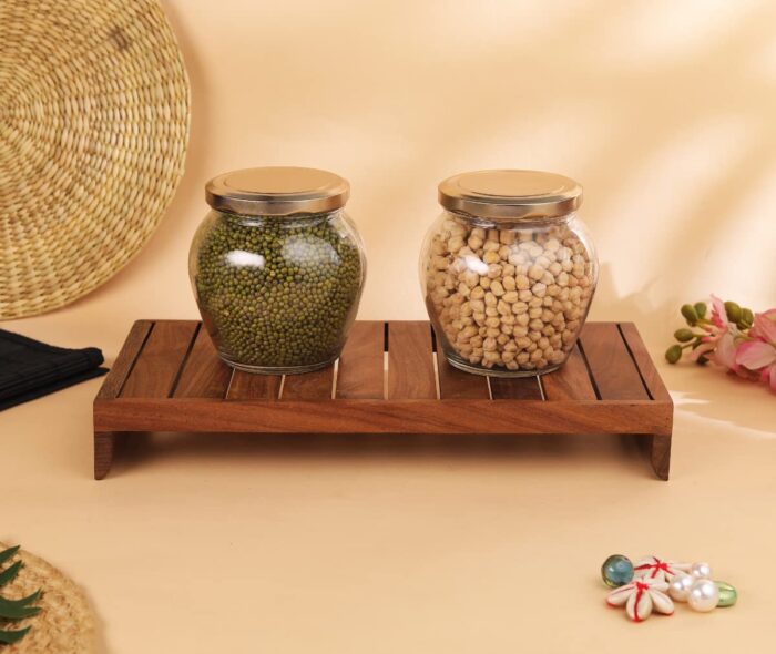 GlassWorld Clear Glass 400ml Matki Jar And Container With Air Tight Lid Storage of Spices and Dry Fruit