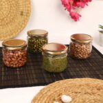GlassWorld Clear Glass 400ml Salsa Round Jar And Container With Air Tight Lid Storage of Spices and Dry Fruit