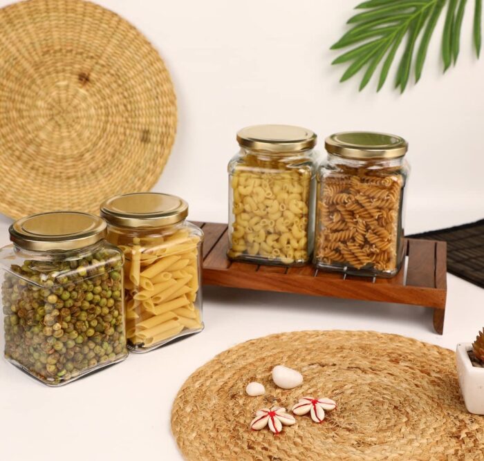 GlassWorld Clear Glass 750ml Square Jar And Container With Air Tight Lid Storage