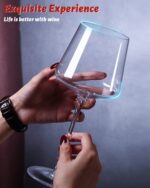 GlassWorld Crystal WideBase 450ml Wine Glasses with Flat Bottom, Large Wine Glasses Full-Bodied Wine Tumblers - Image 2