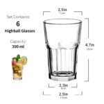 GlassWorld Cutting Chaitime Heavy Base Tall Bar Glass Water & Juice Glasses 300ml (3009) - Image 2
