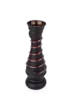 GlassWorld Glass HandCrafted Black Flower Vase with Spiral Design - 11 inches Height - Image 4