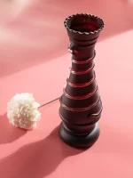 GlassWorld Glass HandCrafted Black Flower Vase with Spiral Design - 11 inches Height