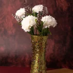 GlassWorld Glass HandCrafted Gold Spotted Glass Flower Vase - 8 inches Height