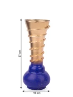 GlassWorld Glass HandCrafted Gold and Blue Spiral Design Flower Vase - 11 inches height - Image 2