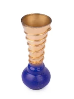 GlassWorld Glass HandCrafted Gold and Blue Spiral Design Flower Vase - 11 inches height - Image 4