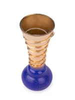 GlassWorld Glass HandCrafted Gold and Blue Spiral Design Flower Vase - 11 inches height - Image 5