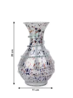 GlassWorld Glass HandCrafted Silver Spotted Glass Flower Vase - 8 inches Height - Image 2