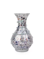 GlassWorld Glass HandCrafted Silver Spotted Glass Flower Vase - 8 inches Height - Image 3