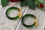 GlassWorld Glass Handblown Green Designer Elephant Crystal Glass Bangle Cuff Indian Hathi Kada Jewelry - Size 2.6