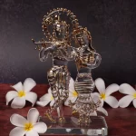 GlassWorld Glass Handcrafted 7 inches Radha Krishna statue made of transparent glass Gold Work