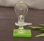 GlassWorld Glass Handcrafted Shiv Ling With Snake Hood SHOWPIECE FOR DECORATION, CAR DASHBOARD AND GIFT