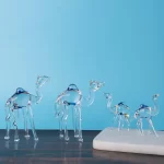 GlassWorld Glass Handicraft Camel Family Set of 4 Pieces Glass Home Decor