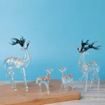GlassWorld Glass Handicraft Deer Family Set of 4 Pieces Glass Home Decor