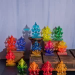 GlassWorld Glass Handicraft Double Sided Car Ganesha Showpiece - Available in Assorted colors