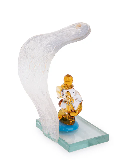 GlassWorld Glass Handicraft Lord Ganesh Idol under Serpent Hood Decorative Showpiece - Available in Assorted Colors