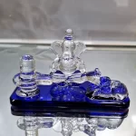 GlassWorld Glass Handicraft Lord Shiv Nandi Ganesh Glass Statue Decorative Showpiece - 7 cm - Assorted colors